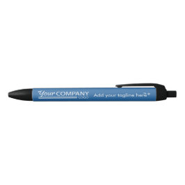 Caneta Azul Tinta Promocional Azul e Branco, Logotipo da Marca