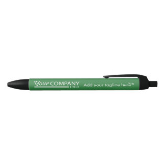 Caneta Azul Tinta Promocional de Marca Verde Sólido, Logotipo