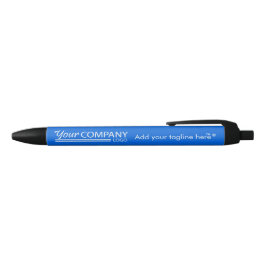 Caneta Azul Tinta Promocional Vibrante Azul, Logotipo Branco M