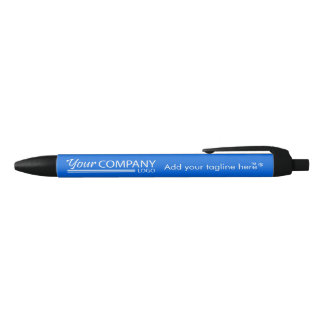 Caneta Azul Tinta Promocional Vibrante Azul, Logotipo Branco M