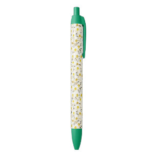 Caneta Azul Trendy Floral White Daisies - Modelo Design Verde