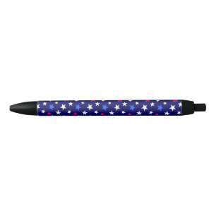 Caneta Azul Vermelho Ousado, Azul Patriótico e Estrelas Branca