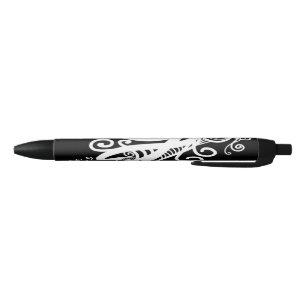 Caneta Azul White Swirls Art Nouveau