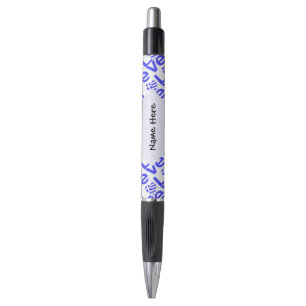 Caneta Azulejo Grego Coração Azul AMOR Personalizado