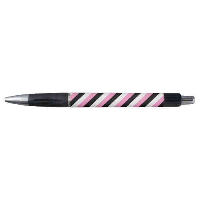 Caneta Bandas Pretas, Brancas e Rosa (Frente)