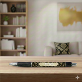 Caneta Black Gold Custom Name Dark Academia