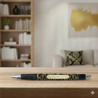 Caneta Black Gold Custom Name Dark Academia