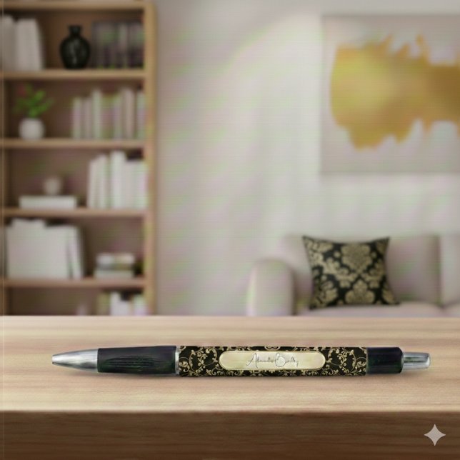 Caneta Black Gold Custom Name Dark Academia (Criador carregado)