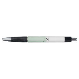 Caneta Bloco de Cor Monograma Verde Pastel Branco