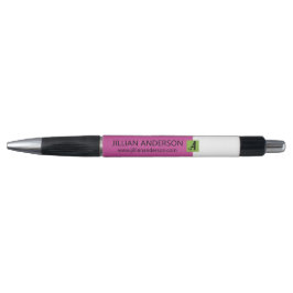 Caneta Bloco de Cor Preto Rosa Monograma Nome Moderno
