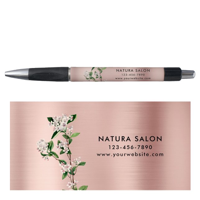 Caneta Blossomo Salon Business Rosa Dourado (Blossoms Salon Business Promotional Rose Gold Pen)