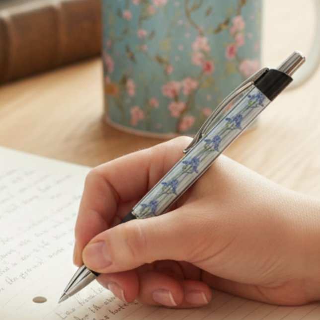 Caneta Blue Striped Floral Archive Personalized (Criador carregado)