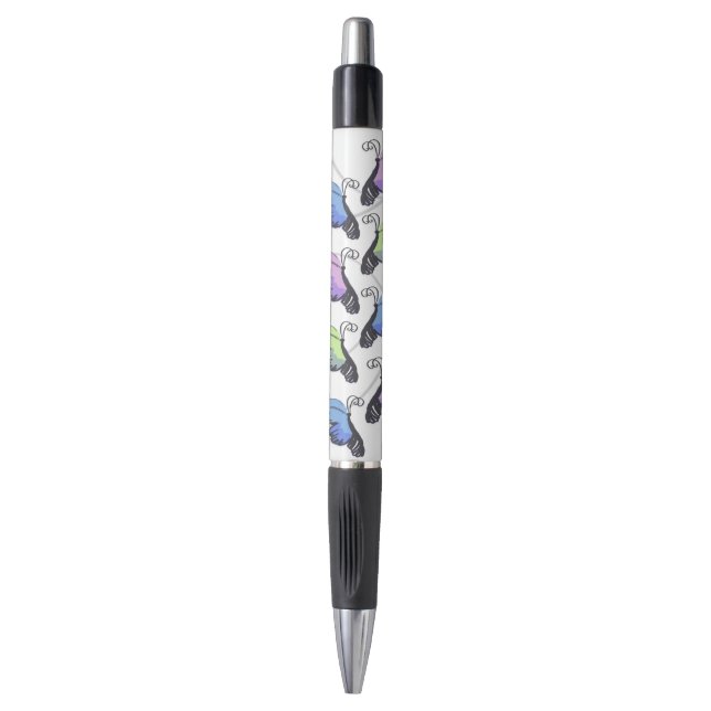 Caneta Borboletas Doodle Azul Roxo (Frente Vertical)