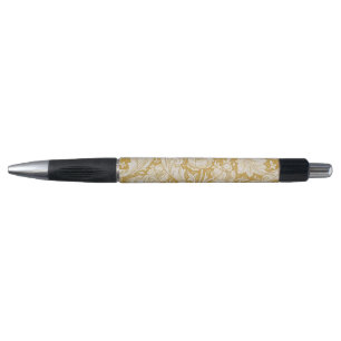 Caneta Botão de Solteiro Floral Dourado de William Morris