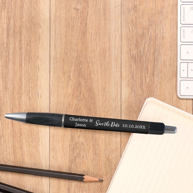 Caneta Branca negra casada Guardar a Data (Criador carregado)