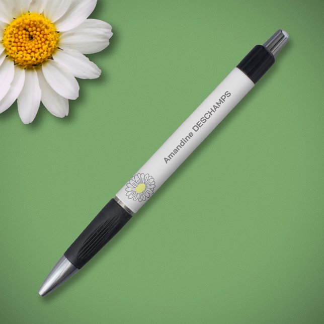 Caneta Branco da Flor de Margarida Botânica (Daisy Flower White Pen)
