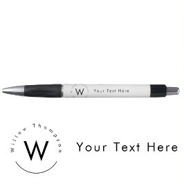 Caneta Branco moderno minimalista monograma