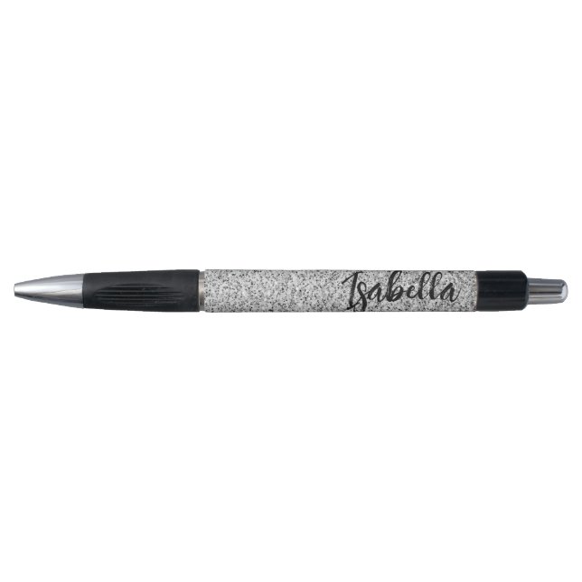 Caneta Brilho de luz cinza prateado faísca personalizado  (Frente)
