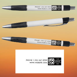 Caneta Bulk Simple Business Logo Custom Text Black White