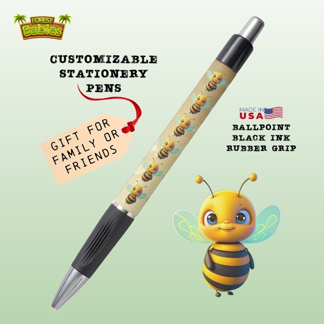 Caneta Bumble bee Single Honey Bee Ouro Graphic 🐝 (Cute BumbleBee Honey Bee Fun Nature Wildlife Animal Cartoon Graphic Character Ink Pen Stationery 🐝)