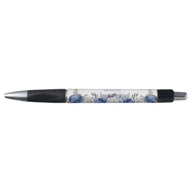 Caneta Buquê De Flor Azul De Água - Casamento- (Frente)