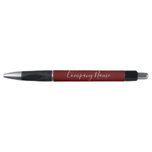 Caneta Business Dark Red White Script Nome da Empresa Tel