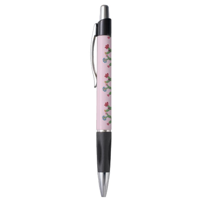 Caneta Cacto espinhoso com flores (Topo (Vertical))