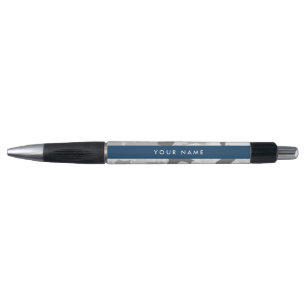 Caneta Camuflagem Cinza Neve de Inverno Personalize seu n