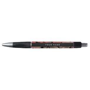 Caneta Camuflagem Vermelha e Marrom Personalize seu nome