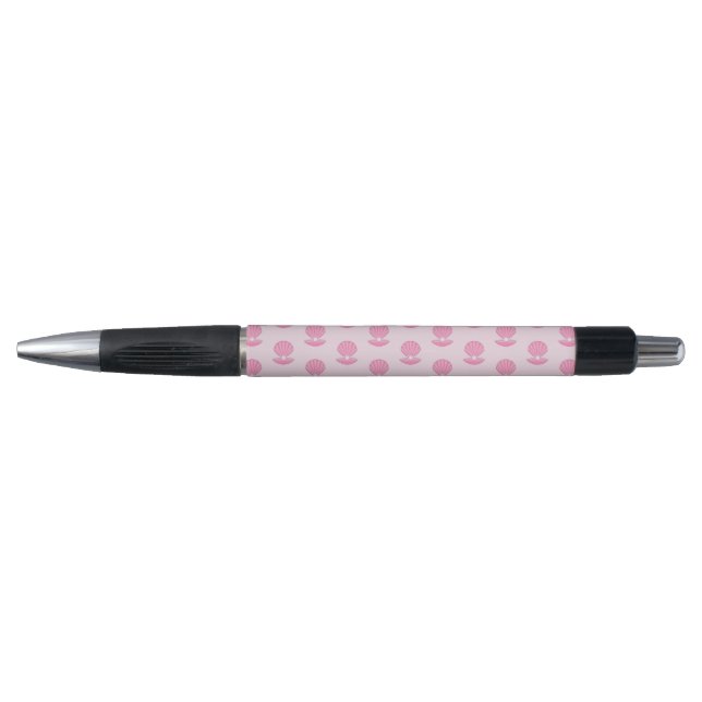 Caneta Casca de Ostra e Pérola de Bebê Rosa Padrão (Frente)