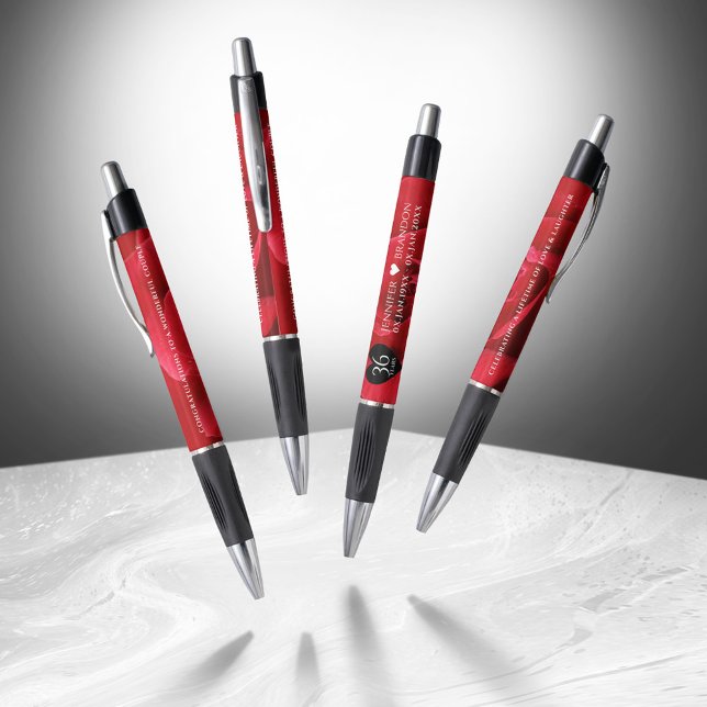 Caneta Celebração do 36º aniversário do casamento do Rosa (Elegant 36th Rose Wedding Anniversary Pen Cover Photo)