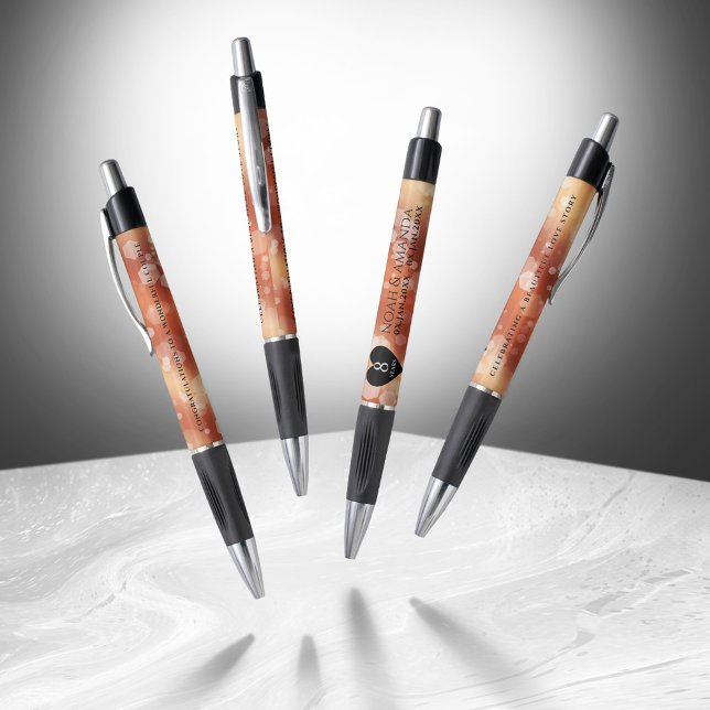 Caneta Celebração do aniversário de casamento de Bronze E (Elegant 8th Bronze Wedding Anniversary Pen Cover Photo)