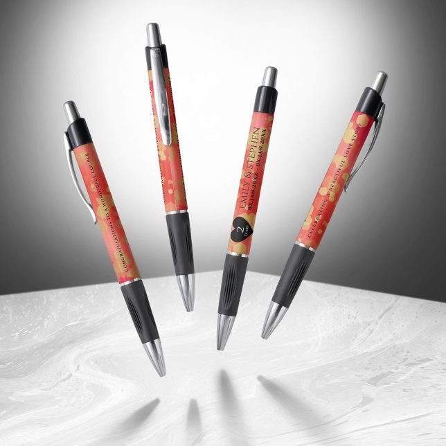 Caneta Celebração do Aniversário de Casamento de Garnet d (Elegant 2nd Garnet Wedding Anniversary Pen Cover Photo)