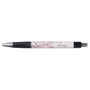 Caneta Cerejeiras Rosa Branco Monograma