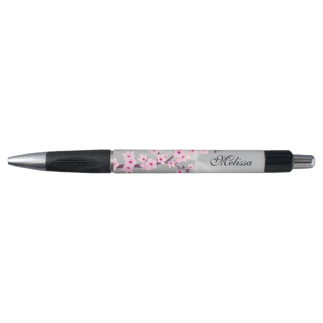 Caneta Cherry Blossomo Pink Silver Monograma (Frente)