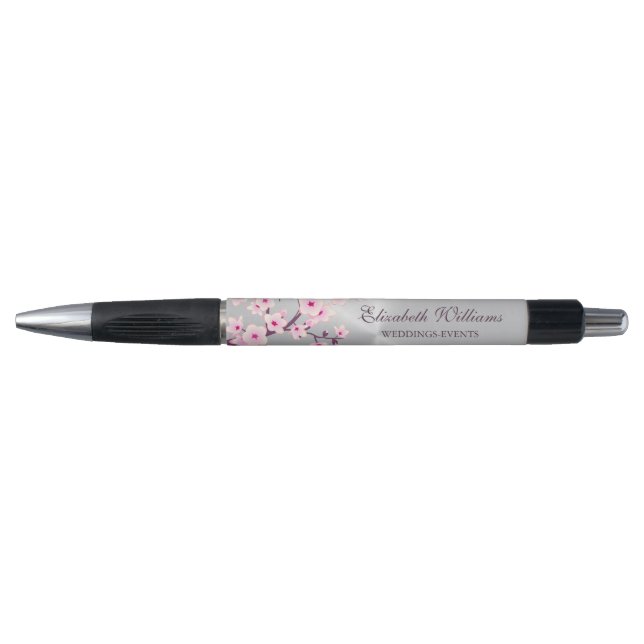 Caneta Cherry Blossoms Pink Prata Planner (Frente)