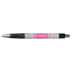 Caneta Cinza Escuro Lg Chevron Rosa Quente #2 Monograma N