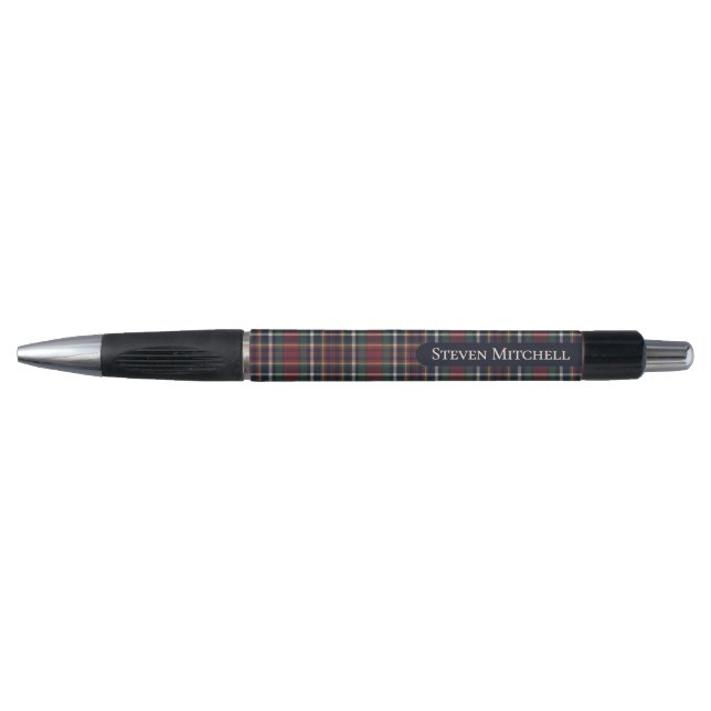 Caneta Classic Dark Blue Red Green Plaid Pattern (Frente)