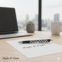 Caneta Clássico Estilo Caixa Quadrada Preta e Branca Emmy