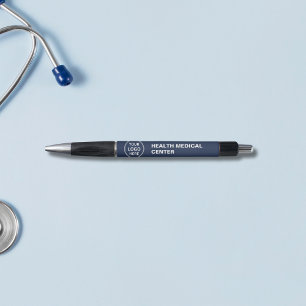 Caneta Clínica Médica Logo Personalizado Saúde Azul Marin