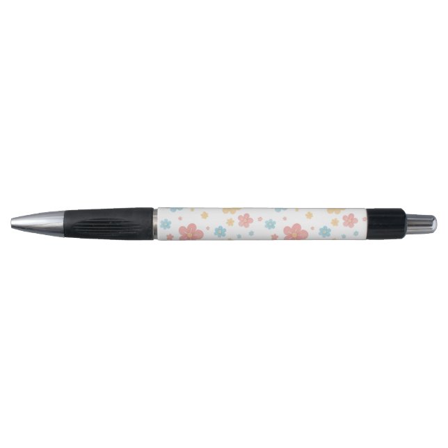 Caneta com Estampa Floral (Base Branca) (Frente)