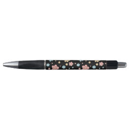 Caneta com Estampa Floral (Base Preta)