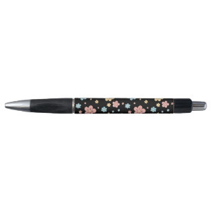 Caneta com Estampa Floral (Base Preta)