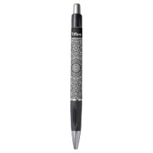 Caneta com Nome e Padrão Mandala Preto e Branco