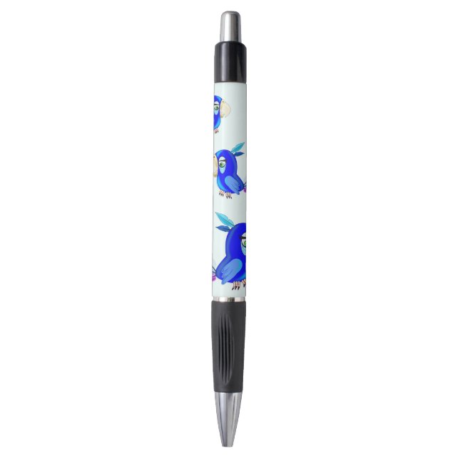 Caneta com papagaio azul (Frente Vertical)