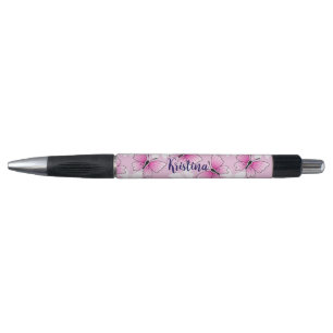 Caneta Cor-de-Rosa Personalizada Borboleta Fofa Ka