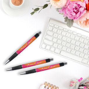 Caneta Cor-de-rosa-quente brilhante e cor-de-rosa-quente