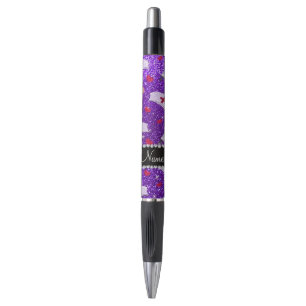 Caneta Coração roxo dos chapéus da enfermeira do brilh