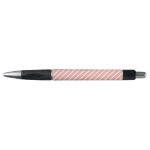 Caneta Coral vivo e padrão branco de cinco faixas