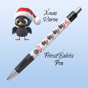 Caneta Corvo de Natal Gelado, Gráfico Festivo, ⛄️ Branco